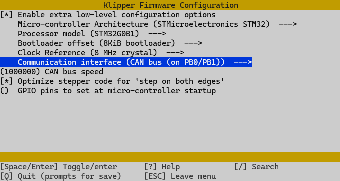 Setup Klipper for EBB42 v1.2 CAN